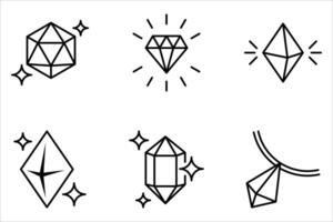 diamond icon set on white background, vector
