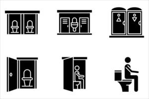 toilet icon set on white background. vector