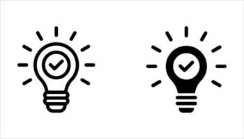 creative bulb icon set on white background, vector