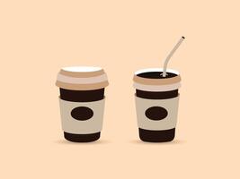 Realistic set paper coffee cups on white background. coffe cups with straws . vector