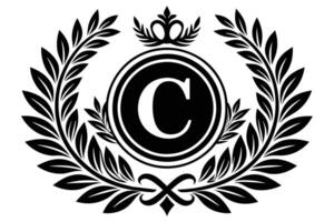 A Monogram C Design with Laurel Wreath vector