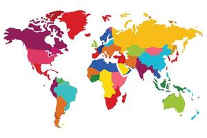 A World Map Showing Countries in Various Shades vector