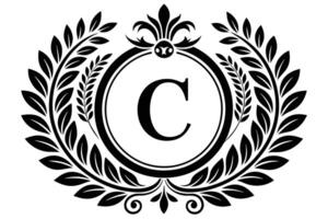 Monogram C Design with Laurel Wreath vector