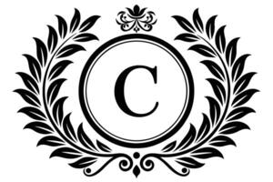 Elegant Monogram C Design with Laurel Wreath vector