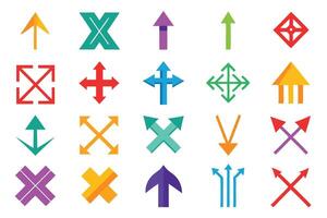 Set of 16 Directional and Arrow Icons vector