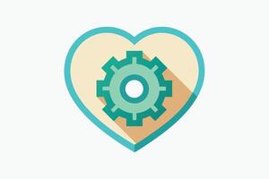 A Heart-shaped icon with gear representing efficient love. vector