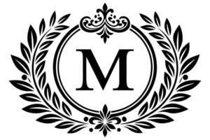 Elegant Monogram M Design with Laurel Wreath vector