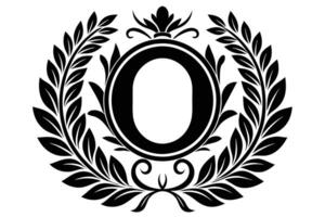 Black and White Monogram O with Laurel Wreath Design vector