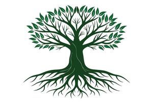 A dark green tree of life graphic design. vector