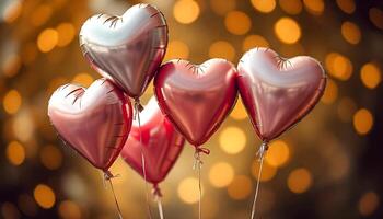heart shaped balloons on a background of bokeh photo