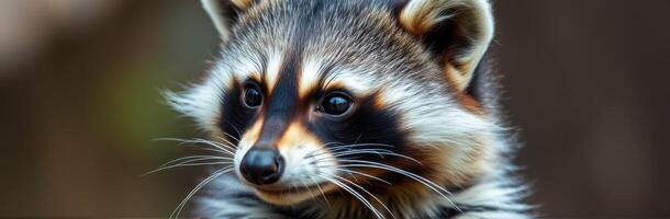 Cute raccoon with striking facial features captured in a natural setting photo