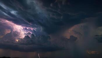 A stormy sky with lightning and clouds photo