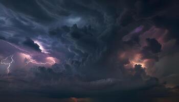 A stormy sky with lightning and clouds photo