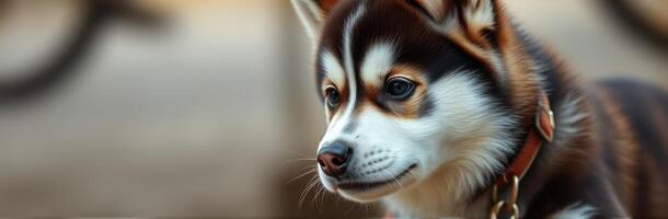 Cute puppy exploring outdoors with curiosity in a warm, sunny setting on a leisurely afternoon photo
