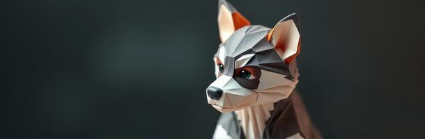 Creative paper sculpture of a wolf-like animal highlighting intricate details and craftsmanship photo