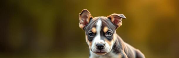 Cute Puppy Portrait with Alert Eyes and Adorable Ears in a Natural Background - Pet Photography of a Happy Furry Friend photo