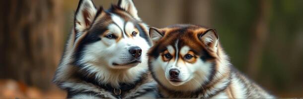 Siberian Husky Puppy Outdoors. Adorable Fluffy Canine Companionship and Bonding in Nature photo