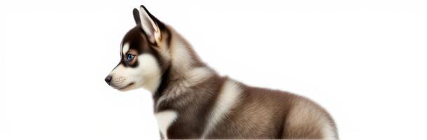 Cute Fluffy Siberian Husky Puppy Portrait with Captivating Blue Eyes - Playful and Adorable Family Pet Photography photo