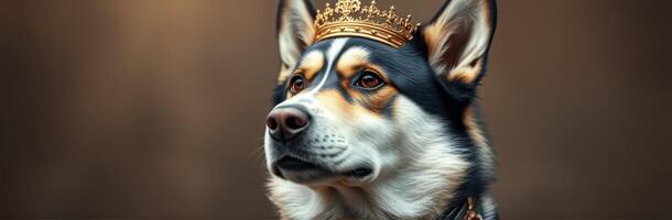 Regal Canine Portrait. Majesty and Elegance of a Royal Dog in Studio Lighting photo