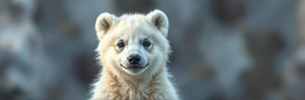 Cute Puppy Portrait of a Fluffy, Happy Dog Smiling with Adorable Expression in Soft, Warm Nature Background photo