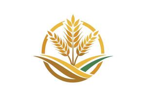 A graphic of three wheat stalks, perfect for agricultural branding. vector