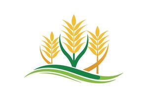 Graphic of three wheat stalks, perfect for agricultural branding. vector