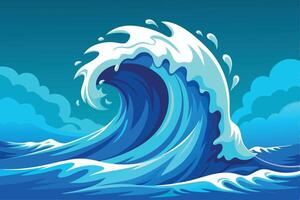 A Powerful Ocean Wave Illustration Created vector