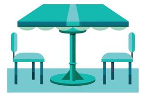 Illustration of a Round Table and Two Chairs vector
