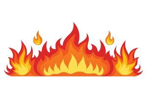 Fiery flames against a white background. vector