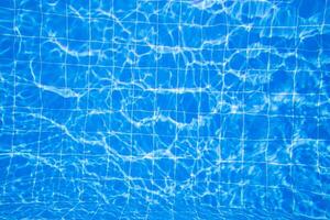 Water ripples create beautiful patterns on tiled pool surface under sunlight during a clear day photo