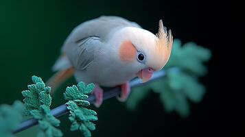 A close-up of a colorful bird perched on a branch, showcasing its vibrant feathers and curious expression photo
