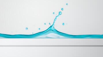 A close-up of a water splash creating a dynamic wave against a minimalist background photo