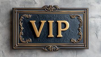 Golden vip sign representing very important person status photo