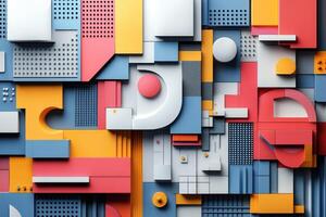 Abstract geometric shapes creating colorful modern background design photo
