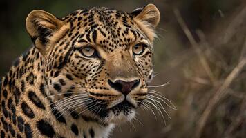 Majestic Leopard Portrait in Natural Habitat closeup photo