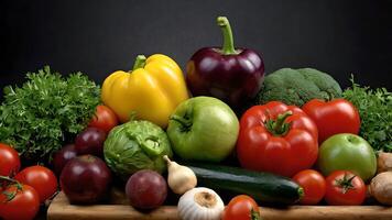 Fresh Colorful Vegetables and Fruits Assortment photo