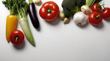 Fresh Vegetables Arrangement on White Background photo