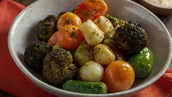 Delicious Roasted Vegetables Bowl A Nutritious and Flavorful Meal photo