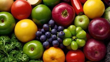 Vibrant Colorful Fruits and Vegetables Background photo