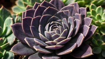 Stunning Purple Succulent in Vibrant Green Garden photo