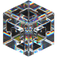 3D icon of a glass cube with holes png