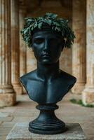 Bust with laurel wreath in a colonnade photo
