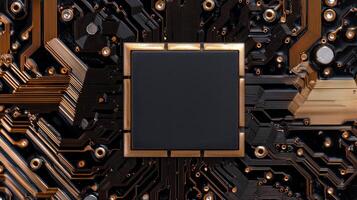 Close up of a modern computer processor on a circuit board photo