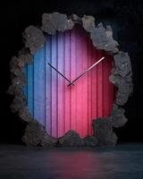 Modern clock with stone frame and colorful background photo