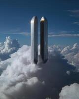 Futuristic architecture rising above the clouds, a conceptual design photo