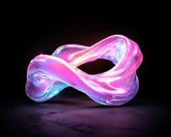 Abstract iridescent torus on a dark background photo