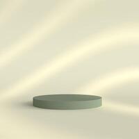 Podium background for product display with greeen podium and cream background photo
