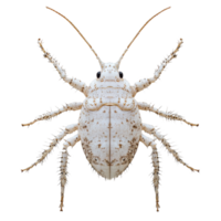 highly magnified 3D view of booklouse, showcasing its tiny legs and detailed body structure. This highlights intricate features of this small insect, evoking curiosity and fascination png
