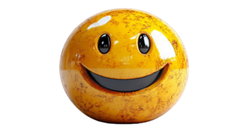 bright yellow smiling emoji with cheerful expression, radiating joy and positivity. Its glossy surface reflects light, enhancing its playful appearance png