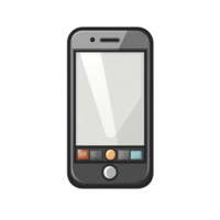 sleek black smartphone icon with rounded edges and blank screen, featuring colorful buttons at bottom, perfect for digital design projects png
